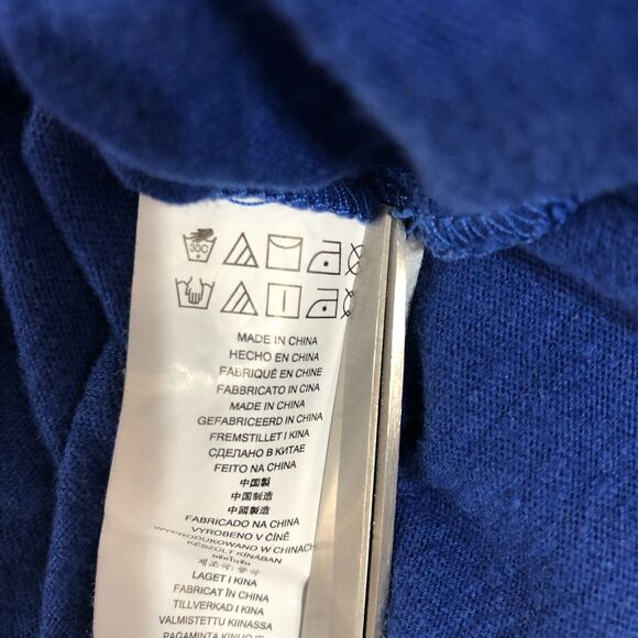 Michael Kors Blouse Womens M Blue Flake Shirt Ruffle Sleeve Preppy Round‎ Neck - Picture 3 of 7